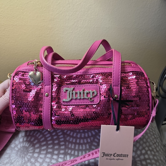 Juicy Couture Mini Barrell Fuchsia Sequin Crossbody Bag NWT - Picture 2 of 14